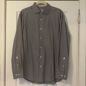 BUGATCHI Black and White Checkered Button Down Shirt